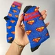 Мужские высокие носки с принтом Superman 40-45 р 1 пара хлопковые демисезонные синие - изображение 4