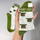 Чоловічі високі шкарпетки з принтом Baby Yoda 40-45 1 пара бавовняні літо-осінь-весна білі - зображення 5
