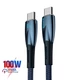 Кабель Type-C на Type-C з підсвічуванням Baseus Glimmer Series Fast Charging (2m, 100W, 5A, 480Mbps). Blue - зображення 1