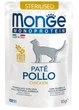 Вологий корм для стерилізованих котів MONGE (Монж) CAT MONOPROTEIN Sterilised 100% курка 85 гр 28 шт. - изображение 1