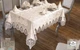 Велюрова скатертина з ранером Selin Azra Set 160×220+12 серветок Кремова - зображення 1
