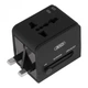 Универсальное зарядное устройство XO WL01 UK/EU/US, сетевой переходник с двумя USB портами Черный - изображение 4