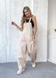 Летний комбинезон женский с широкими штанами 4076034 2XL-3XL (56-58) Поликоттон бежевый - изображение 2