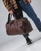 Спортивна дорожня сумка з кишенею для взуття 35L Brown на 2 відділення зерниста - зображення 1