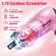 Набор инструментов WORKPRO Pink 18 с аккумуляторной отверткой 3,7 В, с 10 насадками, ножом, молотком, прецизионной отверткой, рулеткой, длинногубцами - изображение 3