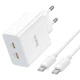 Сетевое зарядное устройство Hoco C108A + кабель Type-C на Type-C (2Type-C, PD35W/QC, 3A, с быстрой зарядкой) - Белый - изображение 2