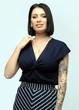 Трикотажная блузка с драпировкой For women М-101 48 Темно-синий - изображение 1