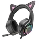 Ігрові дротові навушники Hoco W107 Cute Cat Ear, USB, 3.5mm, 2m, Black-Pink - зображення 1