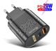Зарядний пристрій PD 20W Quick Charge 3.0 USB Type-C Адаптер для заряджання Samsung/iPhone/iPad Блок живлення для телефону BLACK (FR-1770) - зображення 1