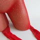 Сексуальні колготки-сітка з мерехтливими стразами Sexy OneSize червоний (1-145) - зображення 4