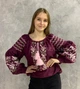 Женская вышиванка цвета марсала "Ласточки счастья" на домотканом полотне 11544-50 (ХL) - изображение 1