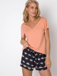 Піжама (сорочка + шорти) Aruelle Moira pajama short XL Рожевий/Чорний/Бежевий (5904541438801) - зображення 1