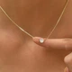 Минималистичная золотая 14К цепочка с камнем (N082023) - изображение 4