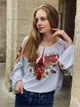 Изящная женская вышиванка "Анисия" с маками на белом легком шифоне 2550-50 (XL) - изображение 1