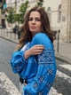 Шифонова жіноча вишиванка блакитна блуза з чорною вишивкою "Амелі" 12072-58 (3XL) - зображення 4