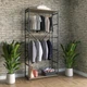Шафа-гардероб у сучасному стилі Лофт DrevoGoods для систем зберігання речей у гардеробній, передпокої, спальні квартири, дому зі штангами / планками для вішалок та полицями 1000x2160x400мм; метал (сталь): Чорний, дерево ЛДСП: Аліканте темний (2375F122) - зображення 1
