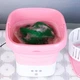 Портативная мини стиральная машинка MT Washing Machine складное силиконовое ведро с ручкой, 220В, 10л Розовый - изображение 5