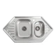 Мойка для кухни PLATINUM из нержавеющей стали 9550D ДЕКОР 950x500мм угловая врезная микротекстура 0.8мм на полторы чаши с сифоном PLS-A639 - изображение 1