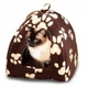 Мягкий флисовый домик Pet Hut для собак и кошек коричневый со следами лапок лежанка, кровать - изображение 2