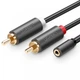 Аудиокабель AUX 3.5мм TRS-RCAx2 M/M UGREEN AV102, длина 0.25 м, модель 10561, черный - изображение 1