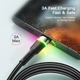 Кабель Essager Colorful LED USB-A x USB Type C 3 A 1 м Чорний (EXCT-XCD01) - зображення 4