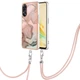 Захисний чохол Deexe Marble Case with Strap для OPPO Reno 8T - Pink - зображення 1