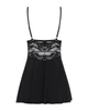 Сатиновый пеньюар с кружевом Obsessive 810-BAB-1 babydoll & thong S/M, черный, пеньюар, танга - изображение 6