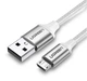 Кабель UGREEN US290 USB 2.0 to Micro USB Cable Nickel Plating Aluminum Braid 2A 1m White (60151) - изображение 2