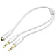 Кабель Ugreen AV140 AUX 3.5 мм TRRS - TRSx2, 0.2 м, White (20897) - изображение 1