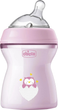 Пляшка для годування пластикова Chicco Natural Feeling Color 250 мл 2 м + Рожева (81323.10) (8058664080762) - зображення 1