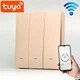 Вимикач Wi-Fi Tuya золотий (3 клавіші, без нуля) - изображение 5