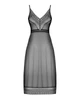 Напівпрозора довга сорочка Obsessive Estiqua chemise M/L, чорний, асиметричний крій - изображение 5