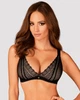 Мереживний бюстгальтер із трикутною чашкою Obsessive Estiqua bra M/L, чорний, широкі лямки - изображение 1