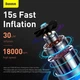 Автомобильный насос компрессор Baseus Super Mini Inflator Pump для накачки шин с цифровым экраном и фонарем - изображение 4