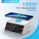 Зарядний пристрій Asometech 100W 9в1 4хType-C|4xUSB|1xQi Wireless charger (white) - зображення 1