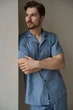 Піжама Handy Wear Linen Strip Short блакитна M - зображення 2