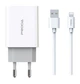 Мережевий зарядний пристрій Proda PD-A28i 2хUSB порти 2,4A + USB Ligthtning кабель 1 м білий - изображение 1