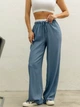 Брюки женские спортивные на резинке с поясом стрейч-лен Seventeen L-XL Голубые 2056.5354 - изображение 1