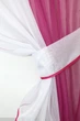 Кухонные шторы VR-Textil № 090к с ламбрекеном и подвязками малиновый с белым 280х170 см (50-598) - изображение 3