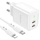 Зарядне мережеве BOROFONE BN9 Reacher (2/PD 35W) Lightning - Type-C Білий - зображення 1