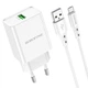 Зарядне мережеве BOROFONE BN5 Jingrui (1USB 3A 18W QC3.0) Micro USB Білий - изображение 1