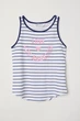 Майка для девочки белая в полоску H&M 146-152см (400092585) - изображение 1