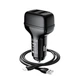 Автомобильное зарядное устройство 2 USB с кабелем USB-IP (lightning) для Iphone Z36 Leader Car Charger Black, Hoco (6931474727732) - изображение 3