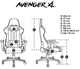 Крісло ігрове Fury Gaming Chair Avenger XL 60 мм Black-White (NFF-1712) - зображення 12