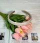 Обруч для волосся з лакової еко шкіри жіночий ободок колір молочний (2 см) - изображение 5