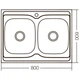 Кухонна мийка накладна Zerix Z8060B-08-180E (Satin), 800×600 мм, 0.8 мм, прямокутна, матова, нержавіюча сталь - зображення 2