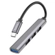 Кабель-перехiдник HOCO HB26 4 in 1 adapter(Type-C to USB3.0+USB2.0*3) Metal Gray - изображение 1