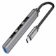 Кабель-перехiдник HOCO HB26 4 in 1 adapter(Type-C to USB3.0+USB2.0*3) Metal Gray - изображение 2