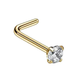 Серьга для пирсинга носа L-образная из медицинской стали под золото Кристалл (4 мм) - изображение 1