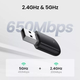 Адаптер Wifi UGREEN AC650 (CM448) двохдіапазонний, 5G/2.4 G - зображення 3